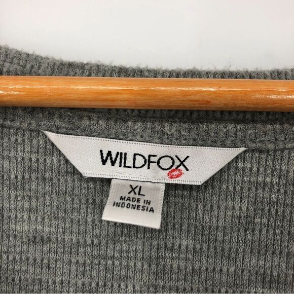 Wildfox‎ Shirt Womens XL Gray Long Sleeve V Neck Cozy Pieced - Picture 2 of 6